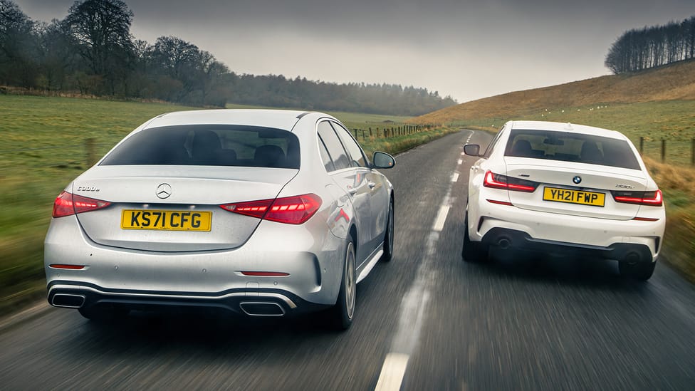 German hybrid saloon showdown: Mercedes C300e vs BMW 330e | Top Gear